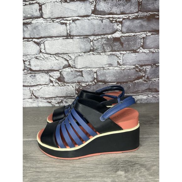 Camper Tropic Black Blue Leather Ankle Strap Wedge Sandals Women’s Sz 36EU/6M US - Picture 10 of 16